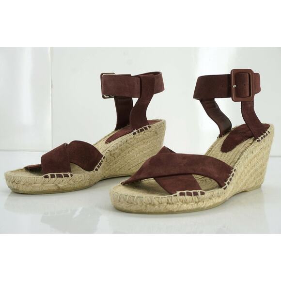 Vince Stefania Suede Platform Wedge Espadrille Sandal SZ 10 New Cross Strap $295 - Picture 11 of 12